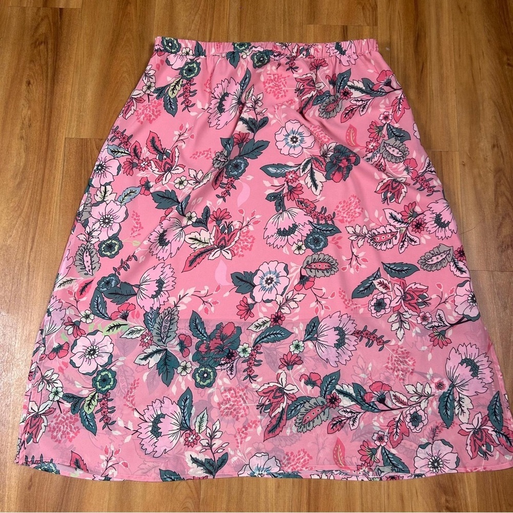 Coldwater Creek Pink Maxi A-Line Skirt with Slit - Picture 2 of 11